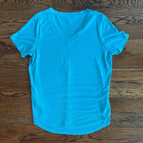 Athleta Teal V-Neck Short Sleeve Tee - Picture 3 of 3